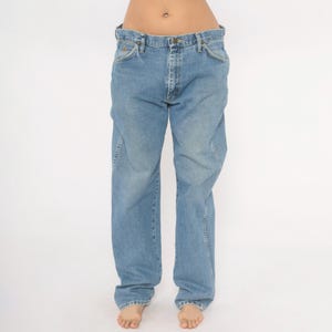 Jeans Wrangler coupe décontractée des années 90 délavé léger denim bleu cowboy western délavé coupe décontractée papa Style vintage pantalon pantalon 35 x 34 image 8