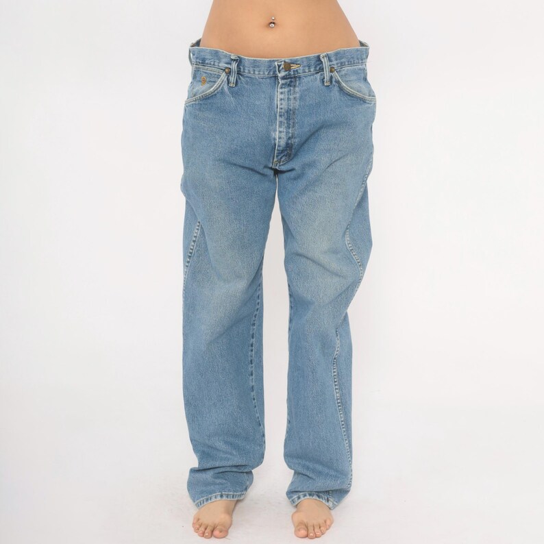 Jeans Wrangler coupe décontractée des années 90 délavé léger denim bleu cowboy western délavé coupe décontractée papa Style vintage pantalon pantalon 35 x 34 image 8