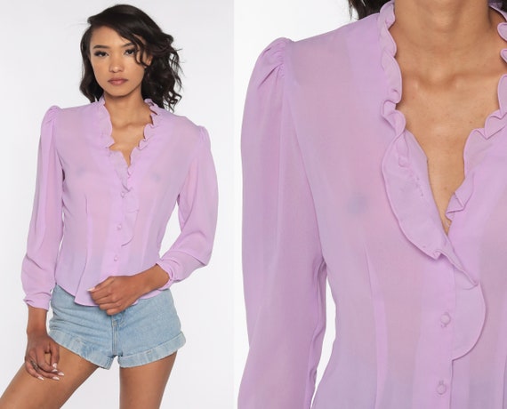 Vintage Chiffon Blouse Lavender Puff 