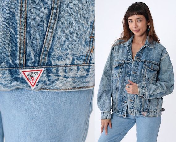 Guess distressed denim jacket sale