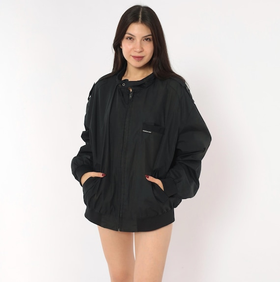 Members Only Bomber Jacket 90s Black Windbreaker Zip Front Cafe Racer Coat  Stand Collar Epaulette Dark Minimal Vintage Extra Large XL