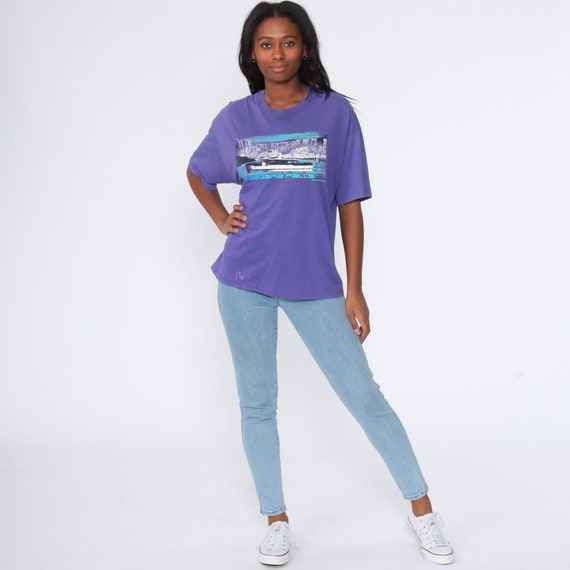 NIAGARA Falls Shirt Purple TShirt Vintage T Shirt Graphic Print 80s Travel Distressed Tee 90s Large