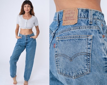 Levis 551 Jeans -- Mom Jeans Blue 90s Denim Pants Tapered Slim Jean Pants Levis Strauss 1990s Red Tab Large 12 Long 31 x 31