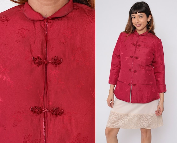 Veste Femme Style Chinois Rétro - Col Boutonné, Matelassée, Coupe-vent, En Coton/polyester, Pour Automne/hiver