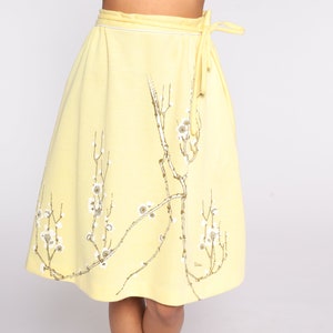 70s Floral Skirt ALFRED SHAHEEN Skirt Yellow Midi Skirt Hippie Bohemian 1970s Boho Hippie High Waisted Vintage Extra Small xs