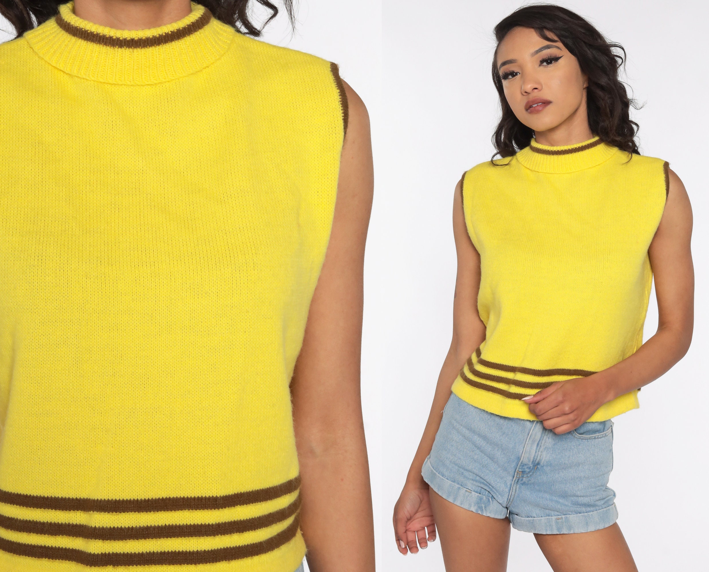 yellow knit tank top
