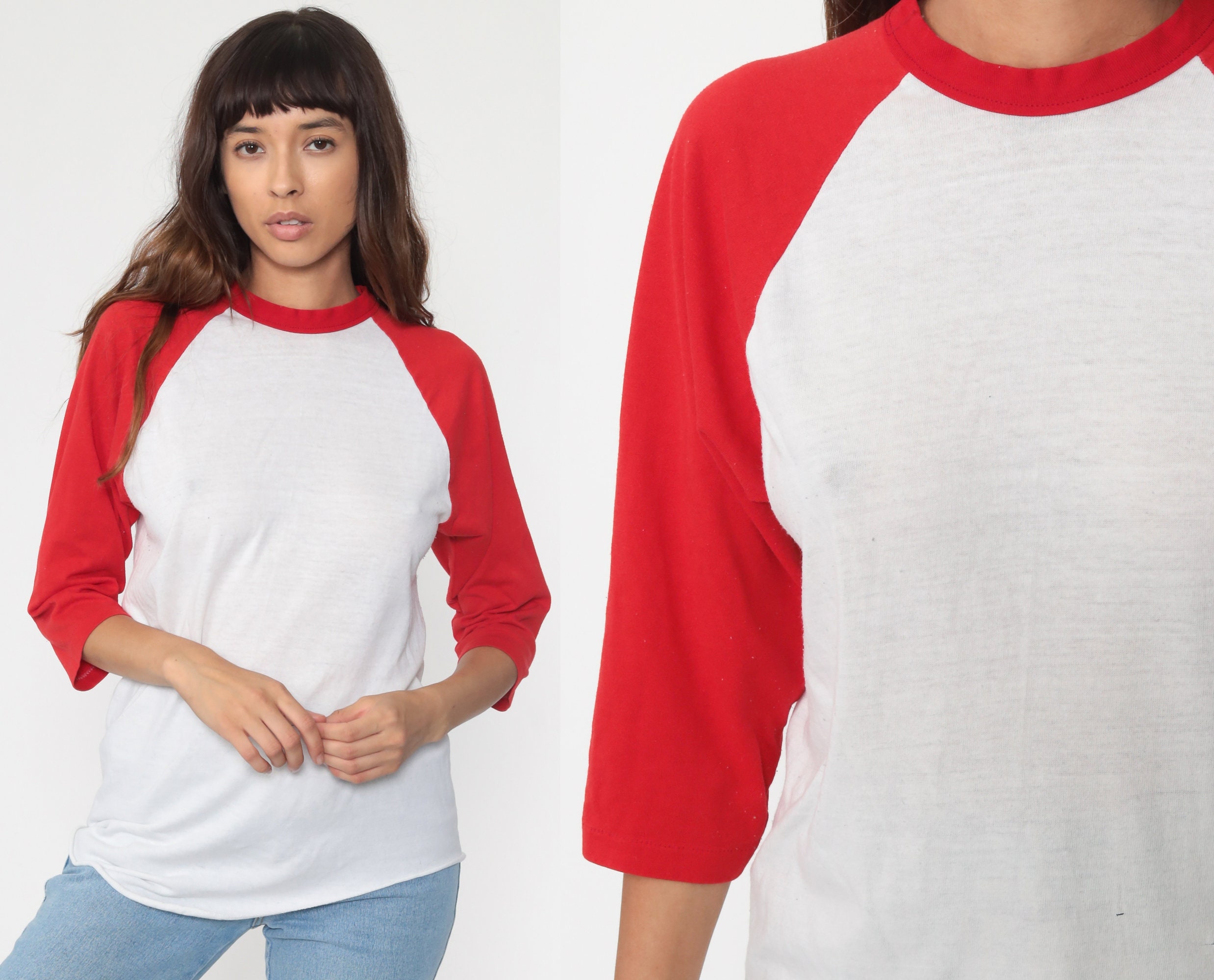 baseball shirt with red sleeves