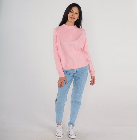 Baby Pink Sweater 00s Knit Pullover Sweater Ragla… - image 3
