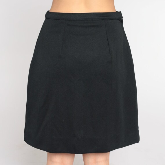 Black Mini Skirt 70s High Waisted Mod Skirt Basic… - image 8