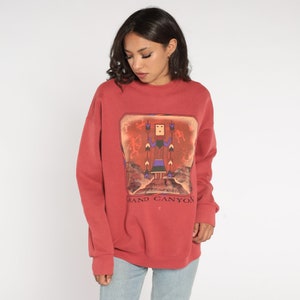 Grand Canyon Sweatshirt 90s Arizona National Park Shirt Red Native Art Graphic Pullover Crewneck Sweater Travel Vintage 1990s Extra Large xl