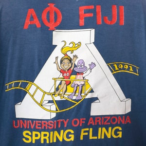 Vintage Alpha Phi Shirt 1991 Spring Fling Phi Gamma Delta University Of Arizona Sorority Fraternity T-shirt Graphic College Blue 90s Large image 6