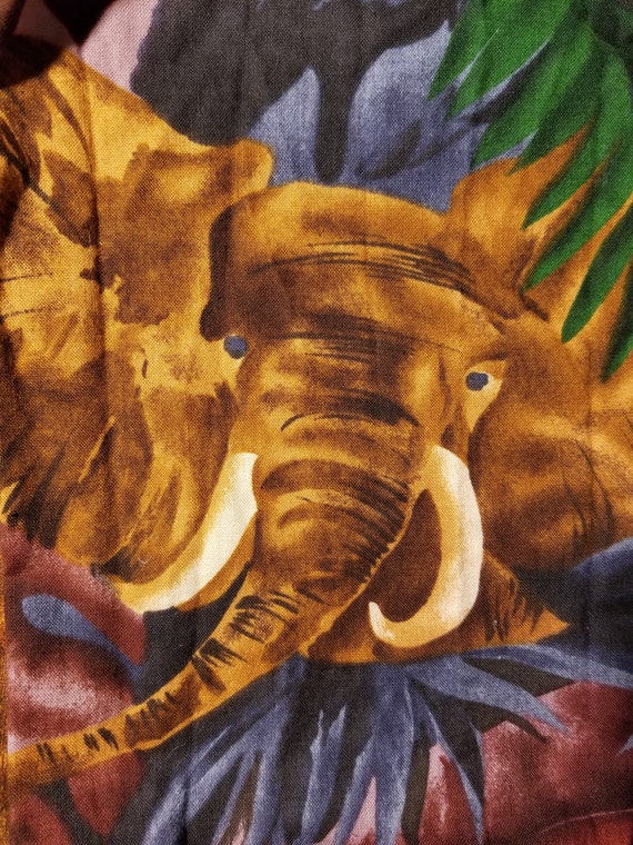 Elephant Safari Shirt Jungle Animal 90s Burnt Ora… - image 8