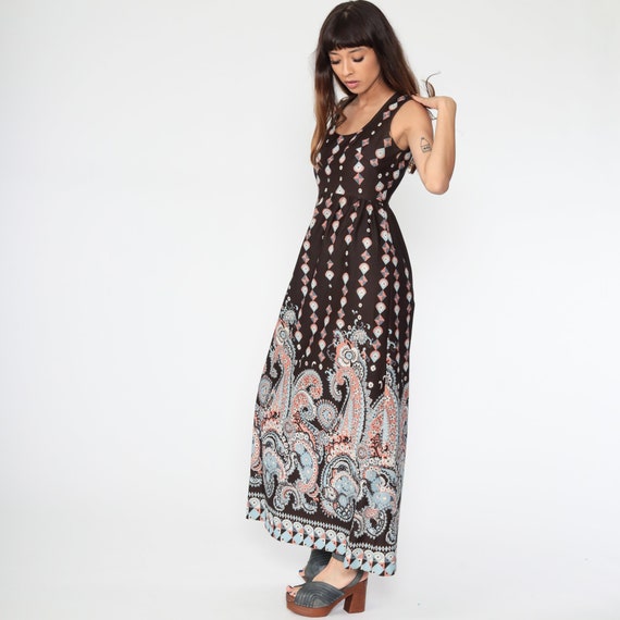 Hippie Maxi Dress 70s Psychedelic PAISLEY Print B… - image 2