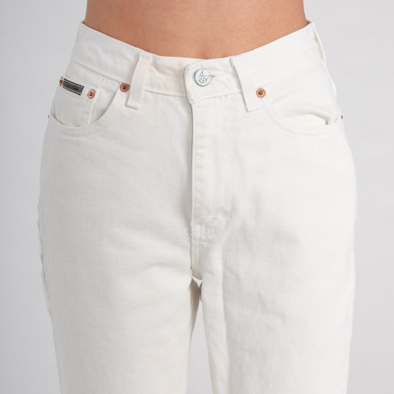 90s Calvin Klein Jeans White Slim Tapered Pants S… - image 6