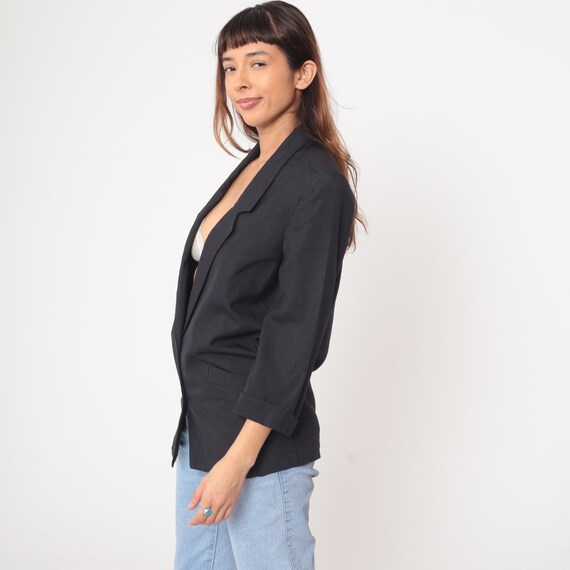 90s Black Blazer Two Button Front Professional Wo… - image 3