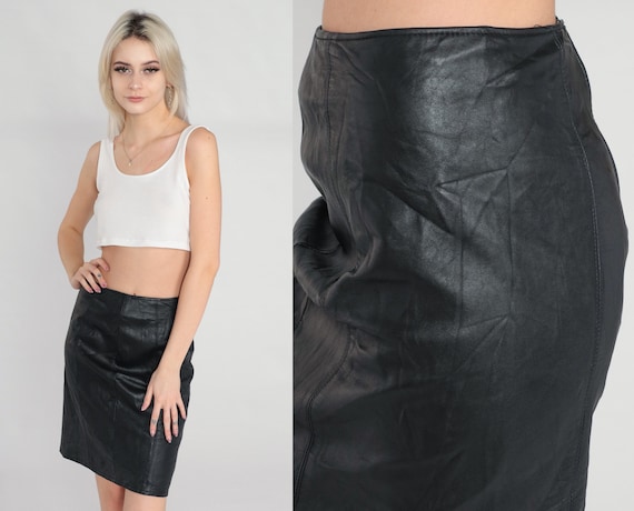 70s leather pencil clearance skirt