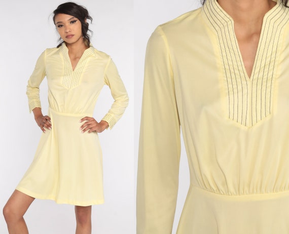 Bright yellow long sleeve dress 2025