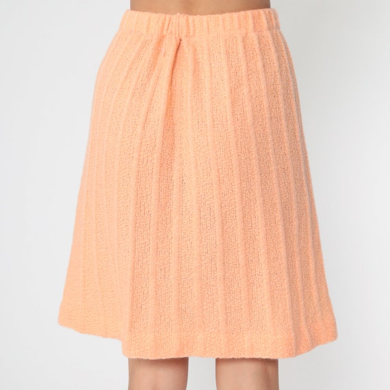 Knit Mini Skirt 70s Peach Ribbed Skirt High Waist… - image 5
