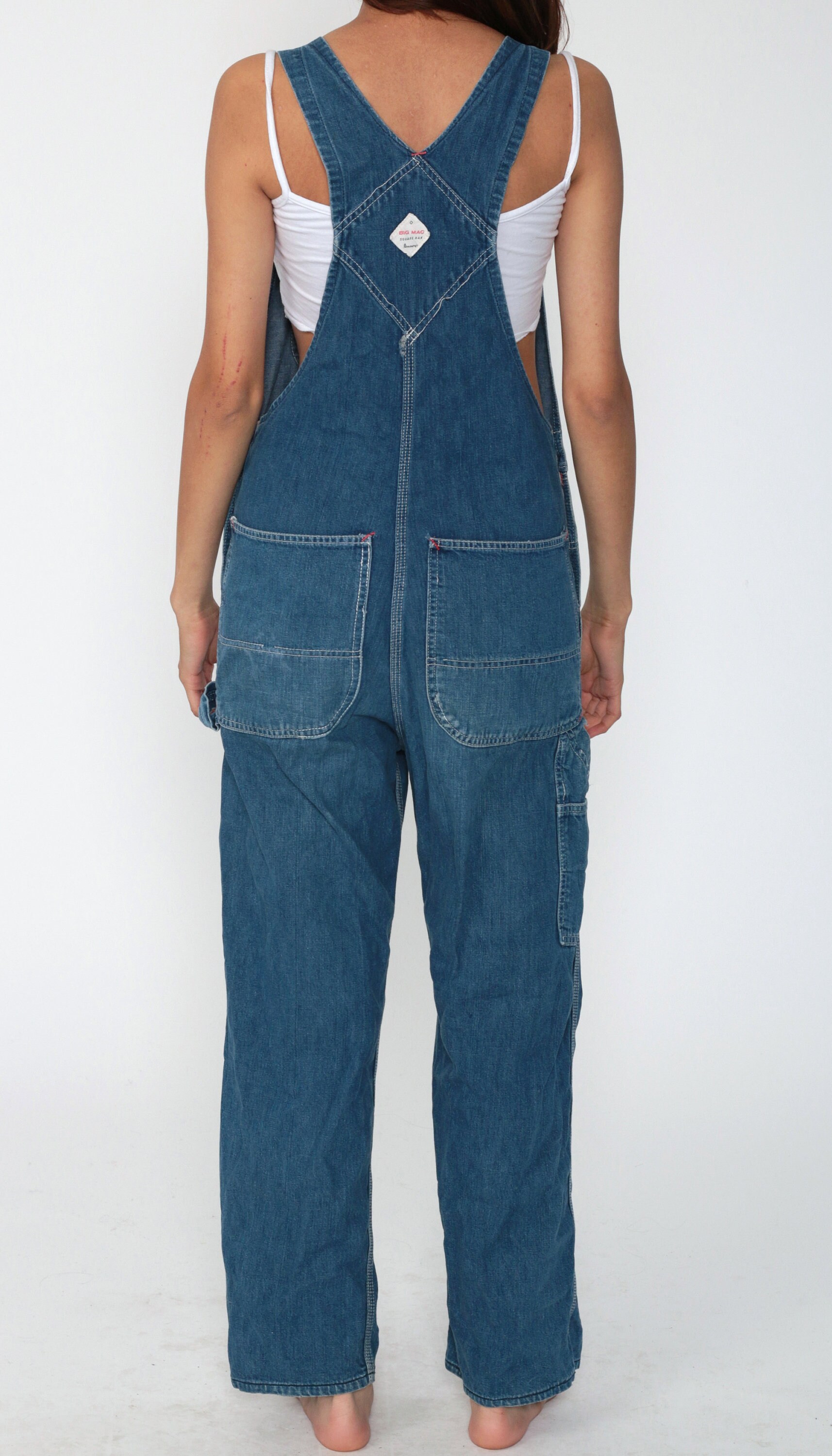 Big Mac Overalls Pants xs Jeans 80s Denim Bib Overalls Pants Baggy Blue Long Jean Dungarees 