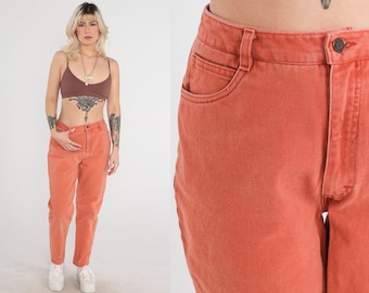 Orange Tapered Jeans 90s Mom Jeans High Waisted Rise Denim Pants Retro Basic Relaxed Streetwear Vintage 1990s Medium 31
