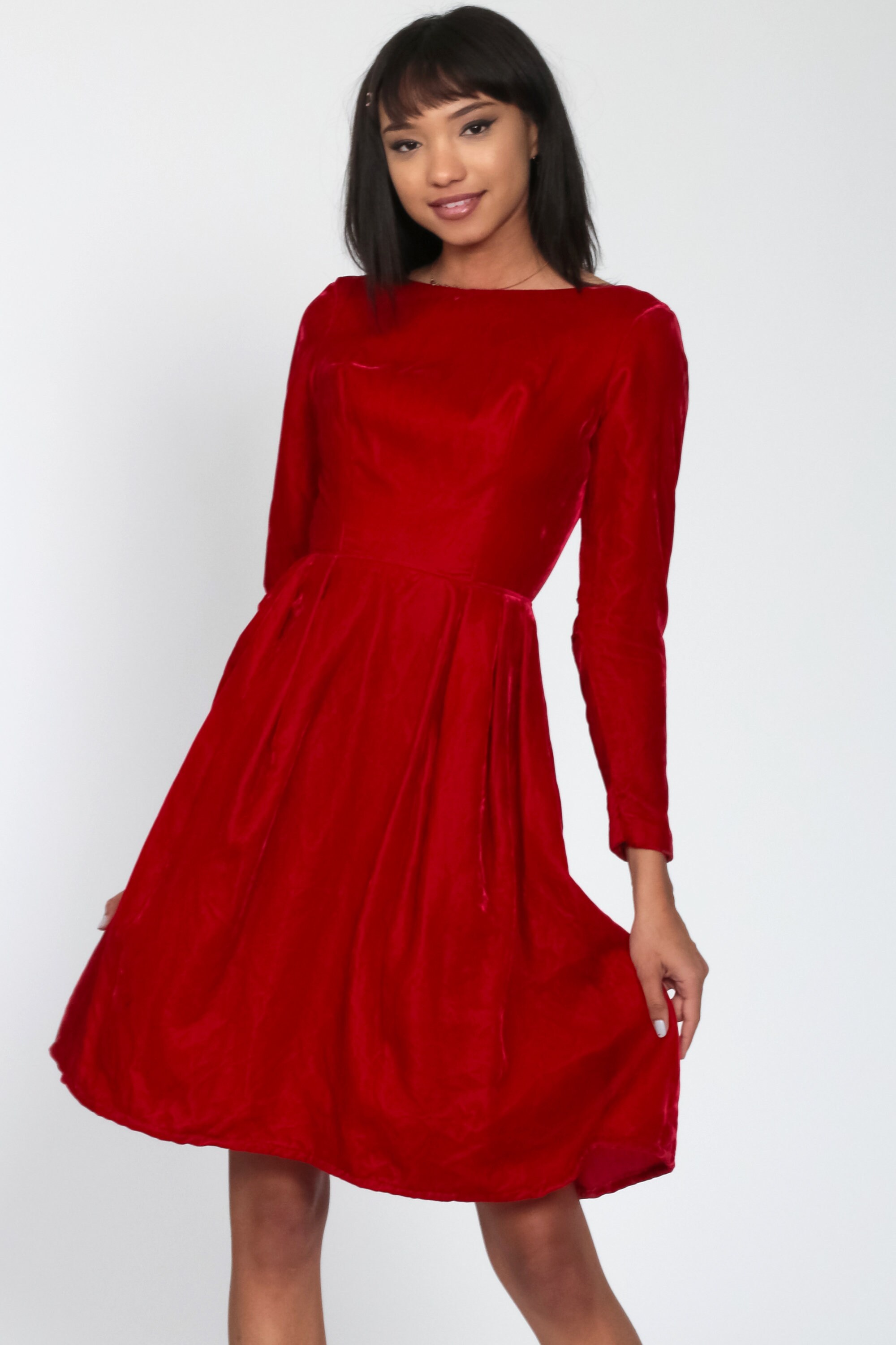 cocktail and party long sleeve velvet dress