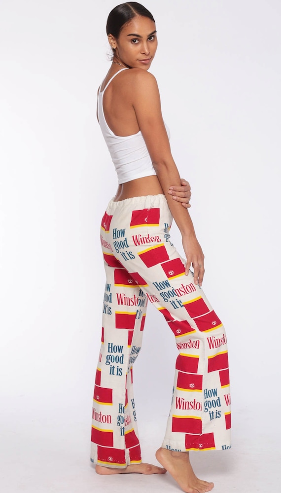 Winston Bell Bottom Pants WINSTON CIGARETTES Trousers Hippie 70s High Waisted Pants Boho Flared Bohemian Seventies Festival Large L 13/15