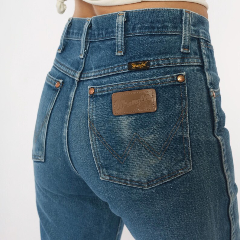 90-tals Wrangler-jeans med hög midja, raka ben, ljusblå tvättade denimjeans, bomull, vintage, klassiska, vardagliga, enkla byxor, 30x32, medium bild 10