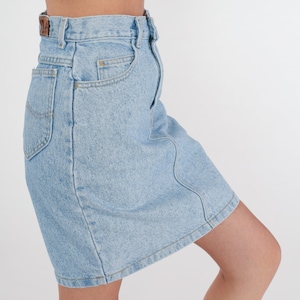 Denim Mini Skirt 80s 90s Jean Pencil Skirt LEE Jeans Skirt High Waisted Wiggle Tight Skirt Retro Vintage 1990s Blue Extra Small xs