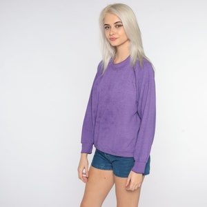 80s Sweatshirt Purple Crewneck Sweatshirt Raglan Sleeve Plain Long Sleeve Shirt Slouchy 1980s Vintage Sweat Shirt Blank Extra Large xl l image 3