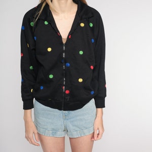 Polka Dot Jacket Y2K Black Zip Up Windbreaker Jacket Retro Basic Plain Simple Sporty Streetwear Red Green Yellow Blue Vintage 00s Small S image 7