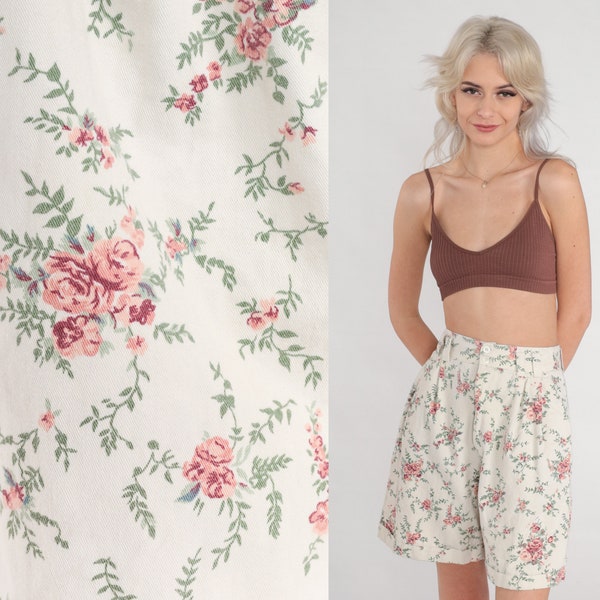 Yellow Floral Retro Print Women's Shorts