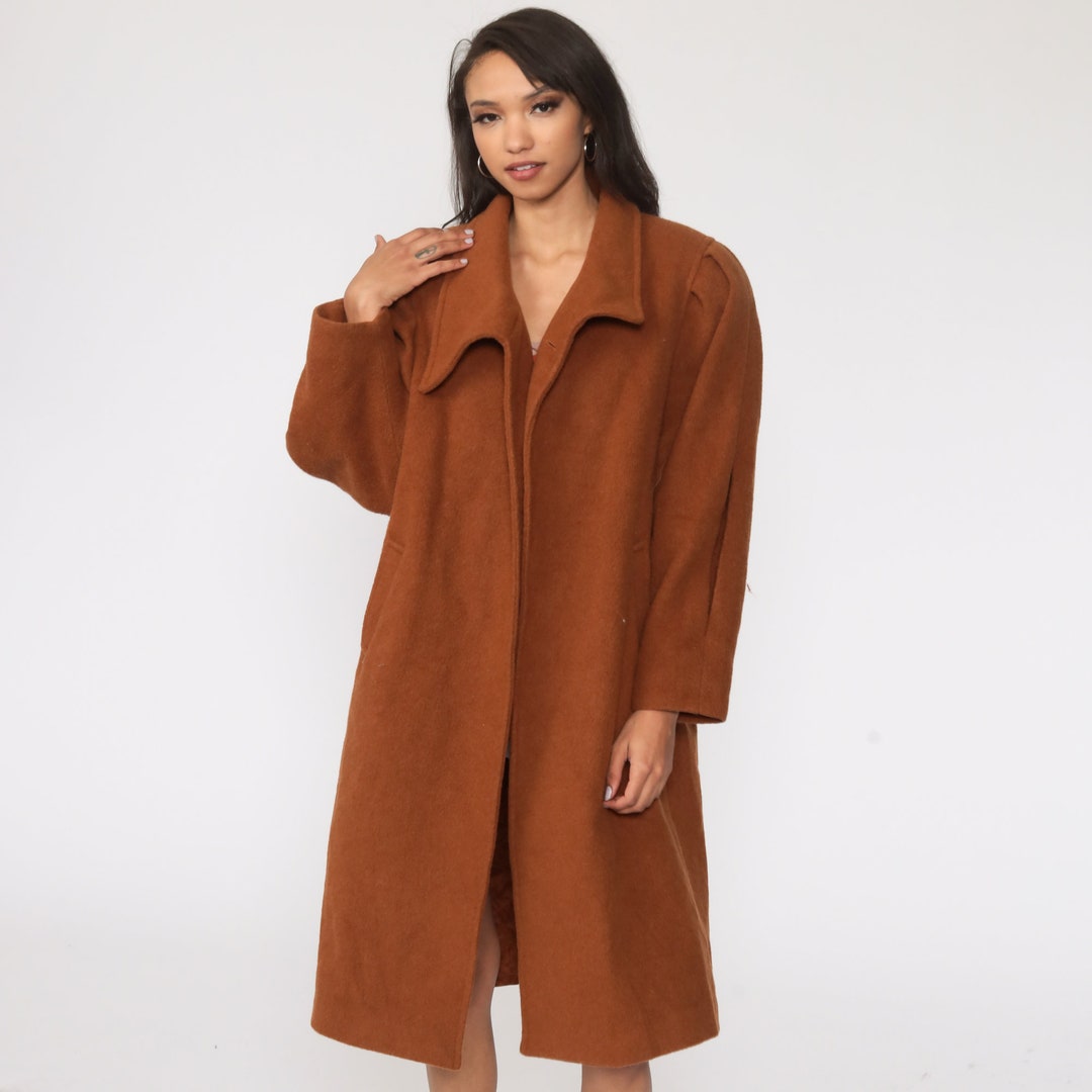 ジャケット・アウター SULLEN 80s Vintage Super Long Coat. Brown Wool Jacket 80s Long Coat Puff Sleeve Winter Coat