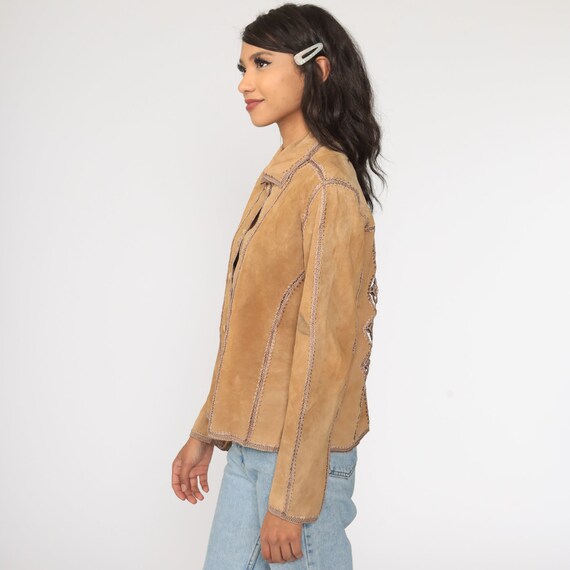 90s Leather Jacket Tan Suede Jacket 90s Coat Y2K … - image 4