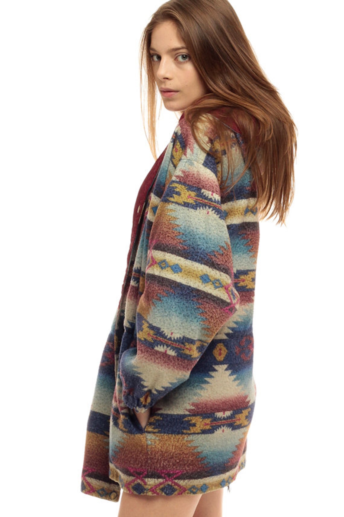 Aztec Jacket Fleece REVERSIBLE Windbreaker HOODED Anorak Etsy