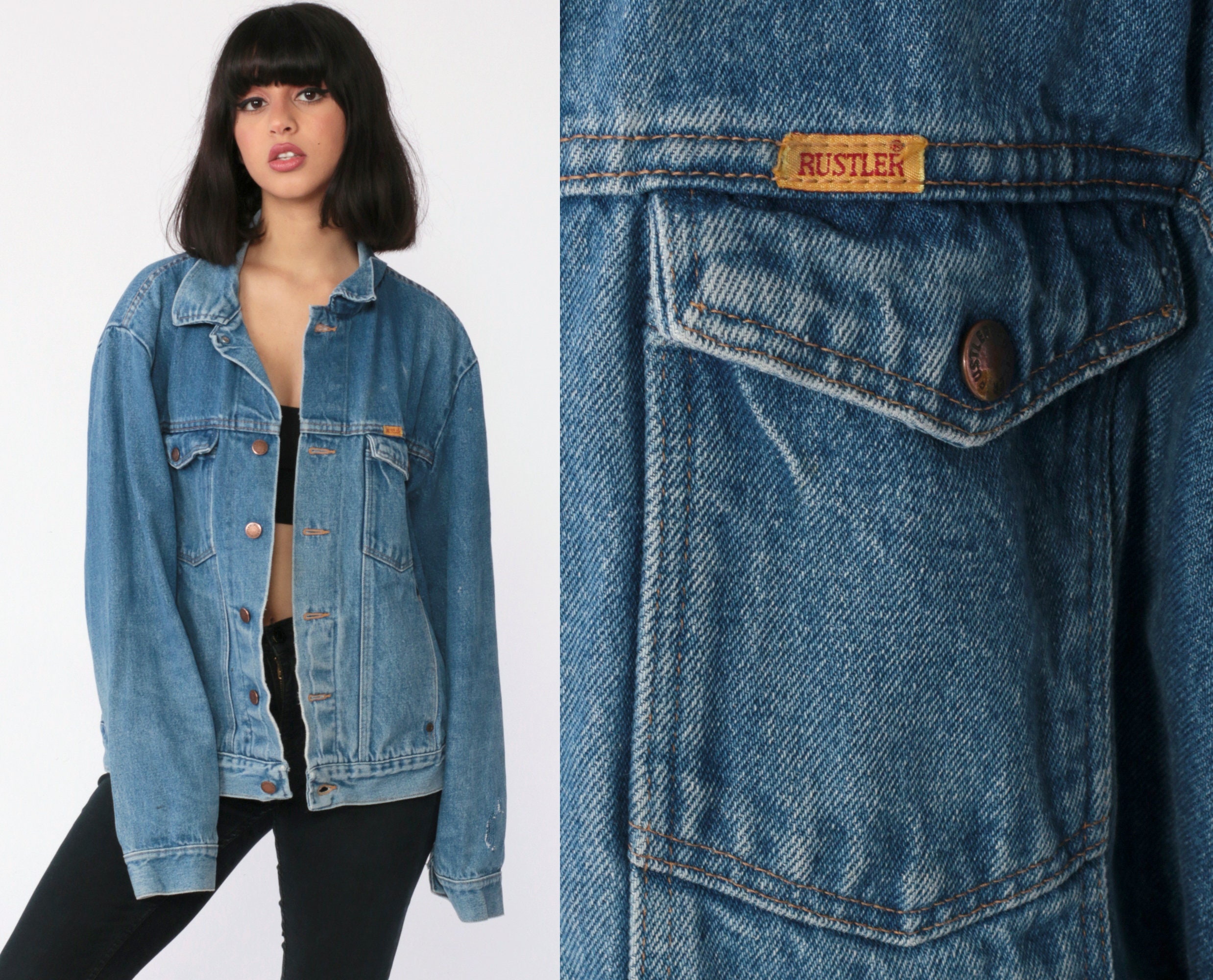 80s Jean Jacket Rustler Denim Jacket 