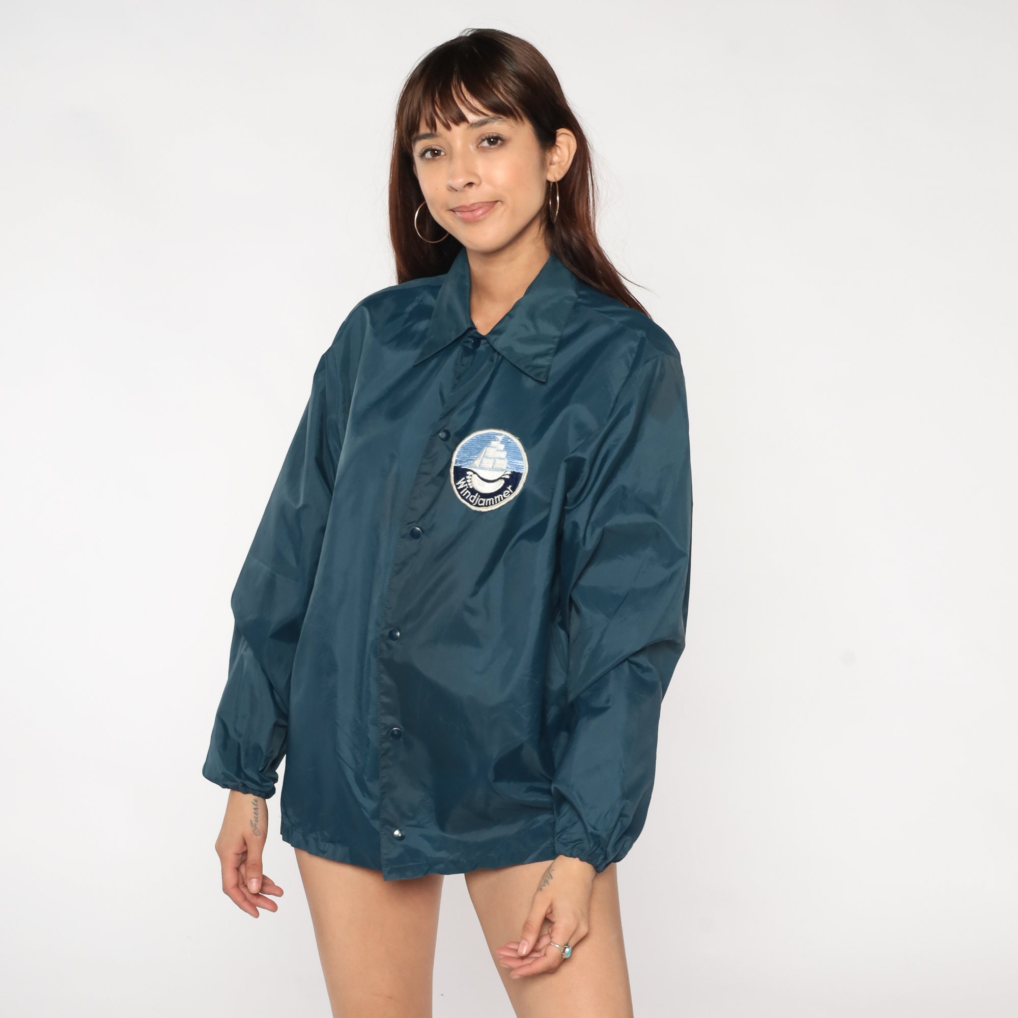 Windjammer Jacket 70s 80s Windbreaker Sailboat Patch Uniform