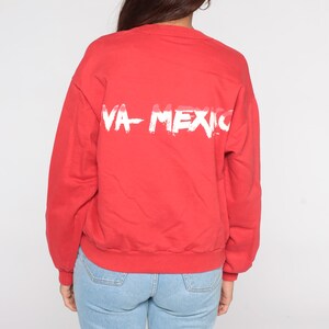 Viva Mexico Sweatshirt 80s 90s Crewneck Sweatshirt Red Vintage Graphic Travel Large xl l image 5