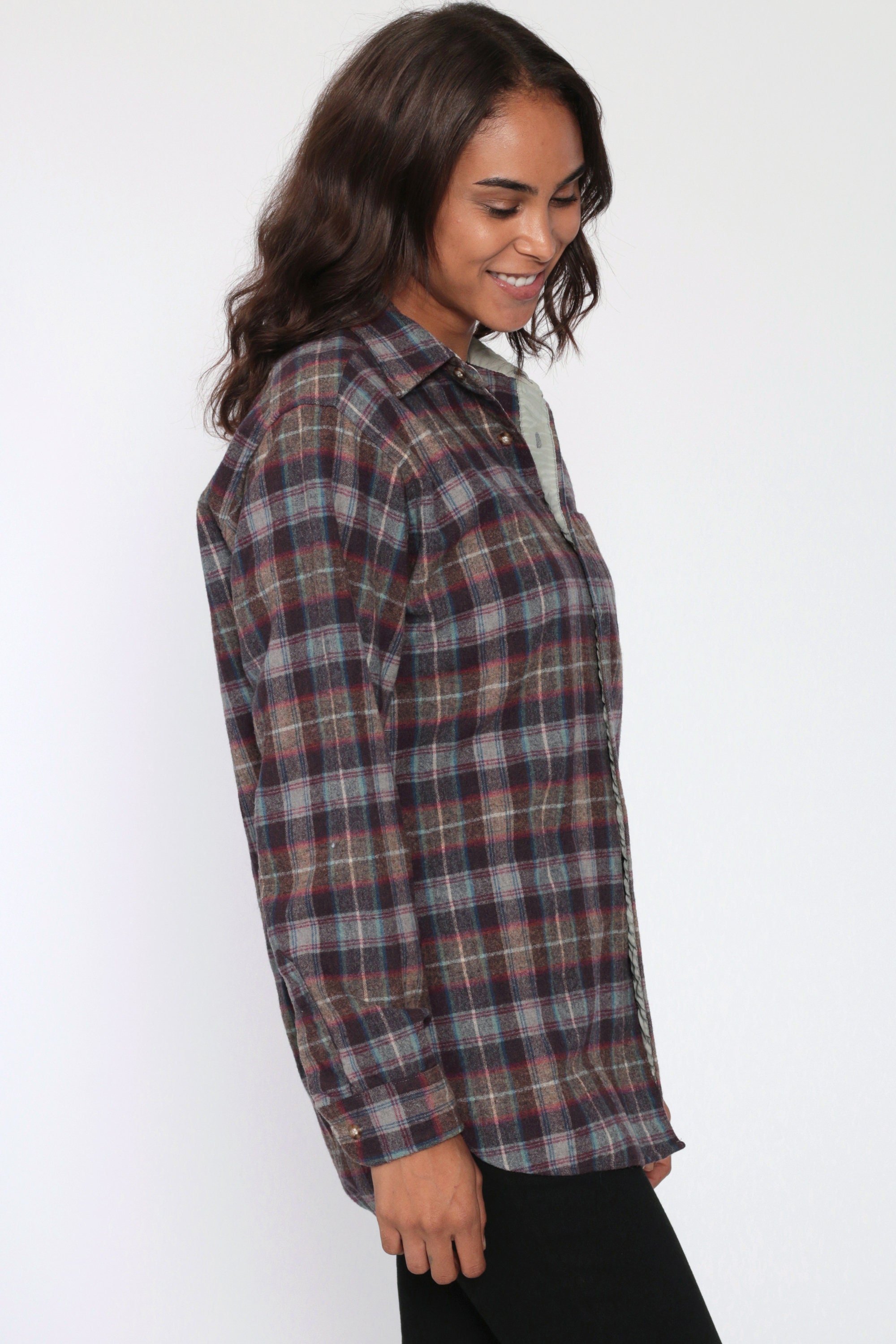 Pendleton Lodge Shirt Plaid Wool Shirt 80s Flannel Blue Brown Plaid ...