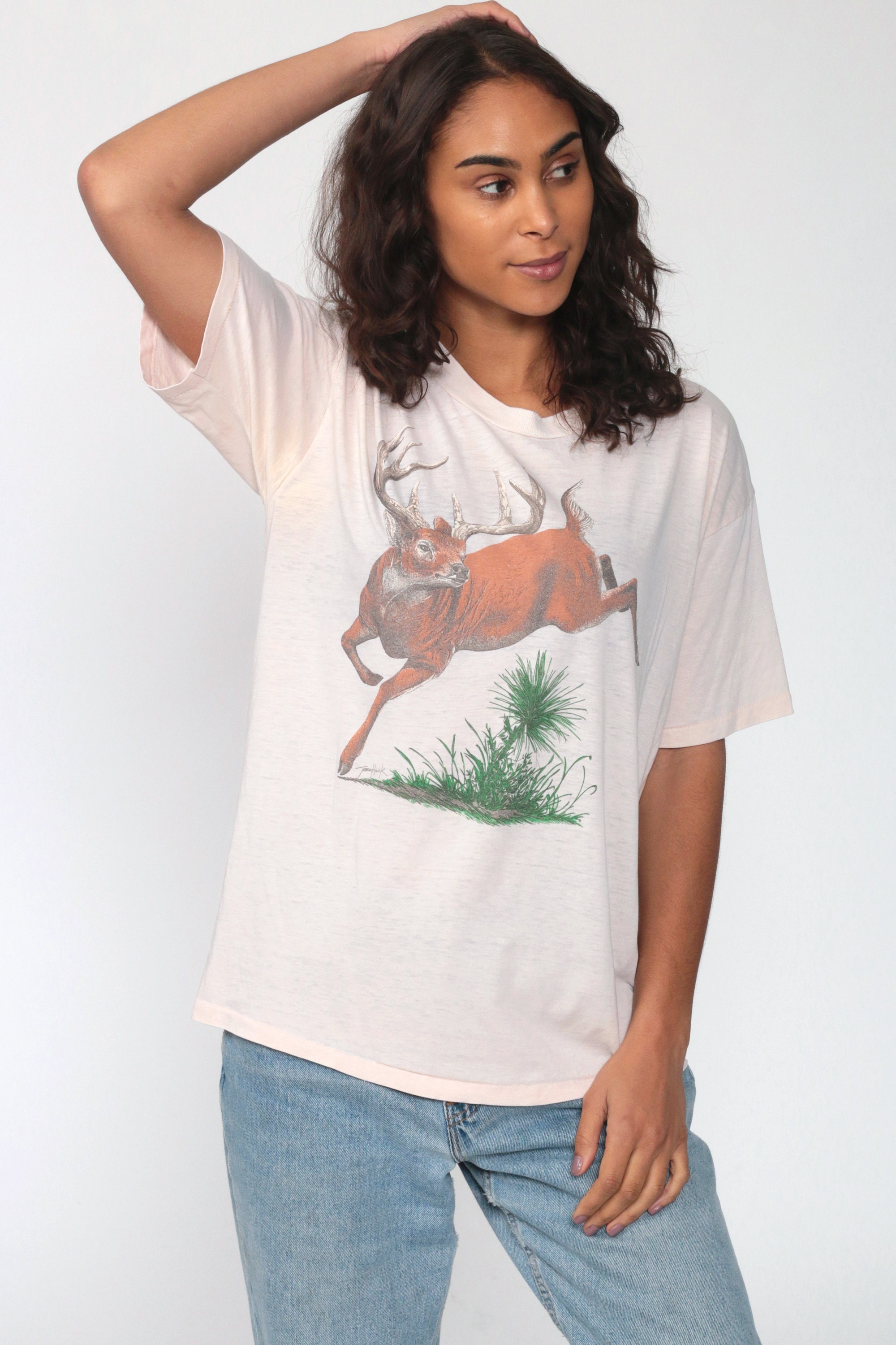Deer Shirt 80s Animal TShirt Paper Thin Tee Burnout Buck Vintage ...