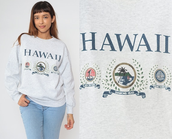 90s Hawaii Sweatshirt Sweatshirt Diamond Head Volcano Pearl Harbor Graphic Sea Life Crewneck Pullover 1990s Grey Vintage Delta Large
