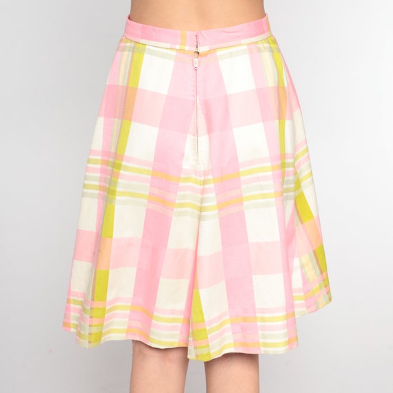 60s Plaid Skirt Pink Green Checkered Skirt Retro … - image 8