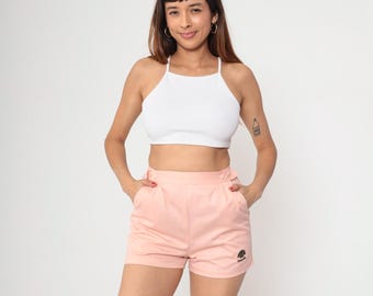 80s Peach Pink Shorts Princeville Kauai High Waisted Shorts Retro Trouser Shorts Side Snap Pleated Summer Bottoms Vintage 1980s Small S