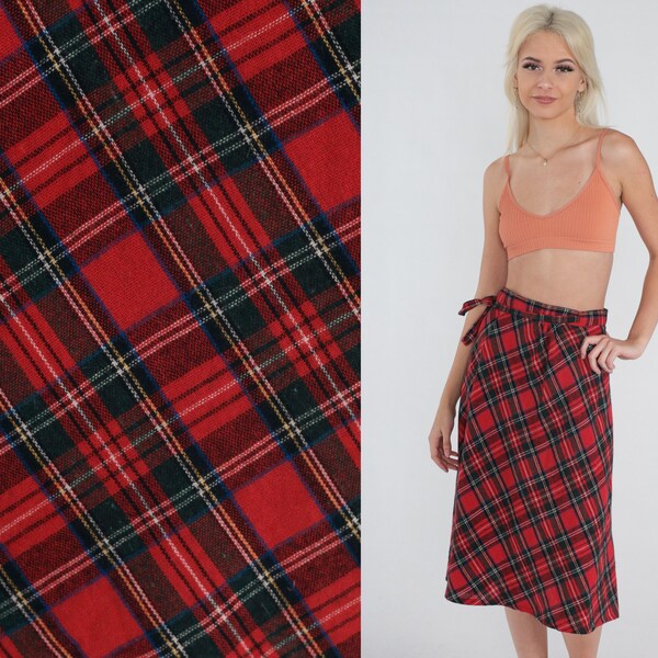 Red Plaid Skirt - Etsy