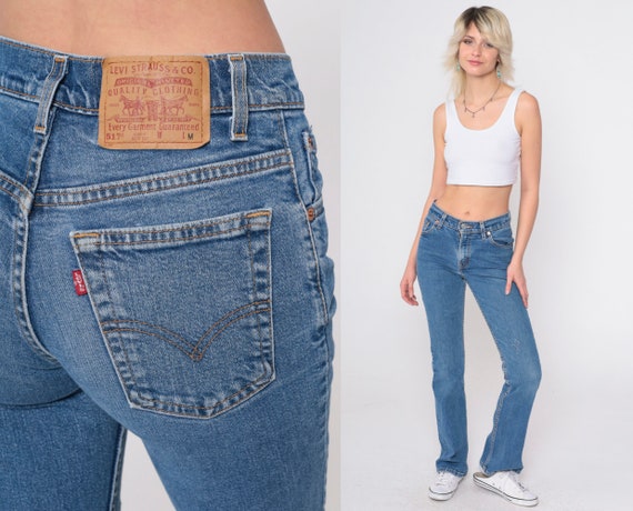 Bootcut Levis Jeans Y2K Slim Fit Blue Jeans 517 Distressed Ripped Denim Pants Levi Strauss Distressed 00s Mid Rise Vintage Small 3 M