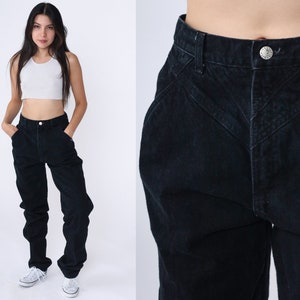90s Rocky Mountain Jeans Black Denim Western Rodeo High Waisted Rockies Jeans Pants Tapered Straight Leg 1990s Vintage Small 26 Tall Long