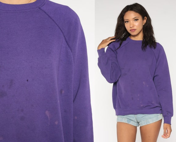 Distressed Purple Sweatshirt 80s 90s Sweatshirt Crewn… - Gem