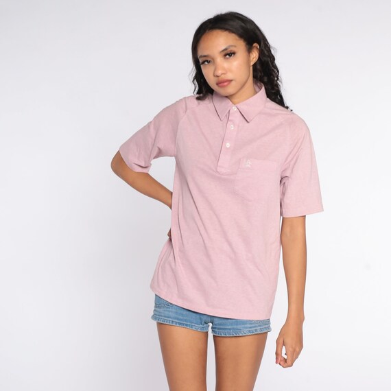 80s Munsingwear Polo Shirt Vintage Lavender Penguin Polo Shirt Half Button Up Tshirt 1980s Retro Tee Grand Slam Small