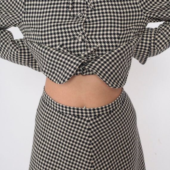 90s Houndtooth Skirt Suit Two Piece Set With Jack… - image 5