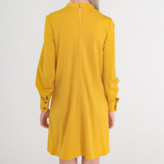 Mod Mini Dress 60s Yellow Wool Blend Dress 70s St… - image 7