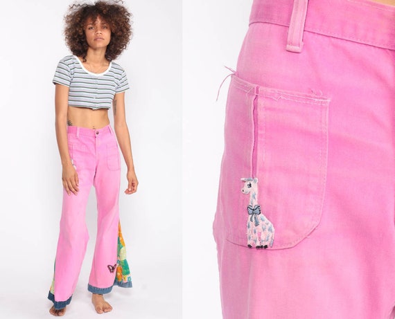 Hippie Bell Bottoms Pants 70s Boho Bellbottom Pant